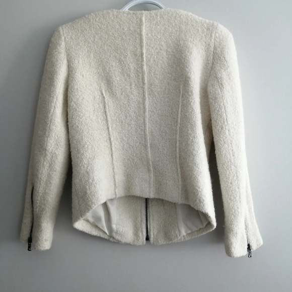 Club Monaco Sherpa Wool Blend Cream Zip Up Blazer Size 4 - Picture 5 of 16